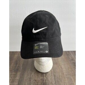 Nike Logo Cap Hat Boys Youth One Size Fits Most Black Adjustable